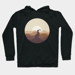 Flat Landscape Ibex Desert Animal Silhouette Hoodie